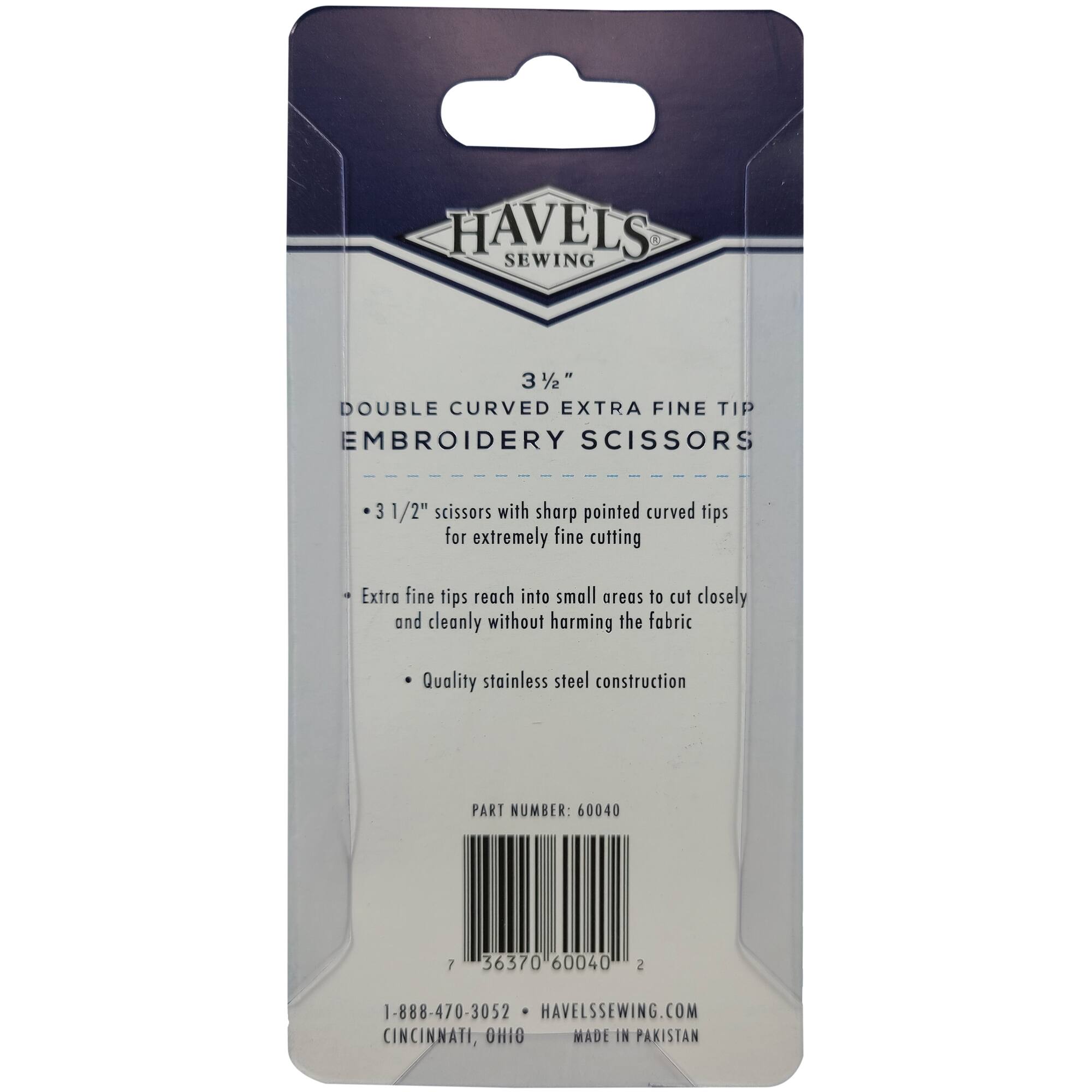Havel's™ 3.5" Extra Fine Tip Double-Curved Embroidery Scissors